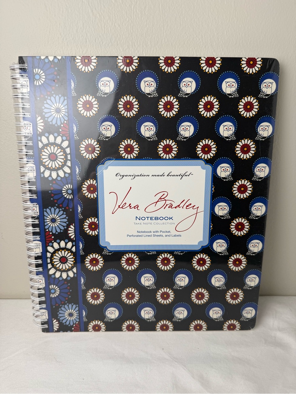 NWT Vera Bradley Night Owl Large Notebook with Labels RETIRED RARE New